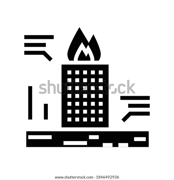 skyscraper fire test\
glyph icon vector. skyscraper fire test sign. isolated contour\
symbol black\
illustration