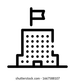 Skyscraper Flag Icon Vector. Outline Skyscraper Flag Sign. Isolated Contour Symbol Illustration