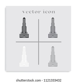 Skyscraper flat black and white vector icon.