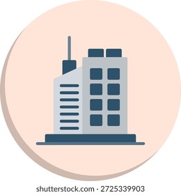 Icono de estilo de círculo plano de rascacielos