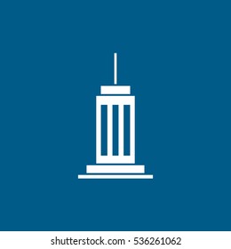 Skyscraper Flat Icon On Blue Background