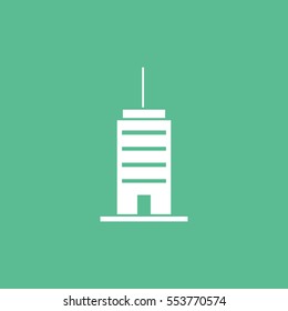 Skyscraper Flat Icon On Green Background