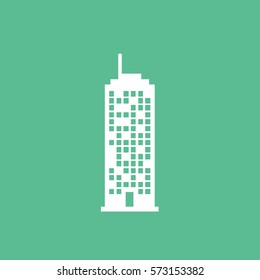 Skyscraper Flat Icon On Green Background