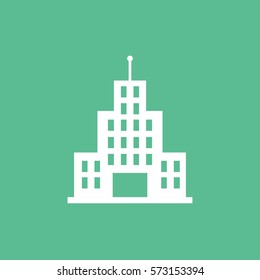 Skyscraper Flat Icon On Green Background