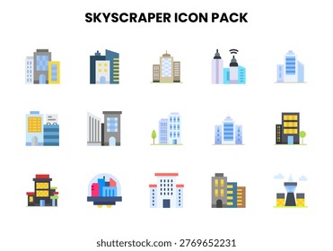 Skyscraper Flat icons designed for clean digital interfaces.