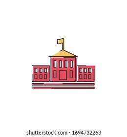 skyscraper flat illustration design with simple line art