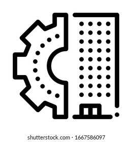 Skyscraper Gear Icon Vector. Outline Skyscraper Gear Sign. Isolated Contour Symbol Illustration