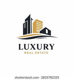 Skyscraper with gold and black facade representing luxury real estate