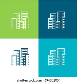 Skyscraper green and blue material color minimal icon or logo design