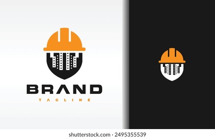 skyscraper helmet construction build logo