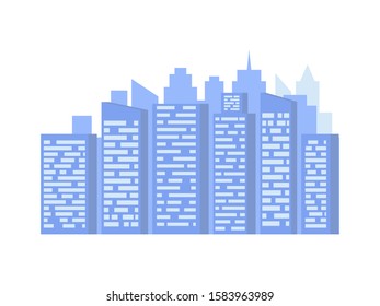 Skyscraper or high building with windows, dwelling decoration on white, geometric modern symbol, home or office with glass, exterior of house vector