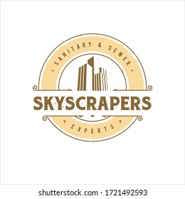 Skyscraper High Tall Building Logo Design Vector Image
