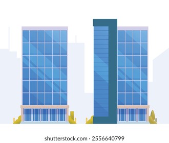 Skyscraper or High-Rise City Building illustration. Vector element modern city illustration. Flat design skyline.