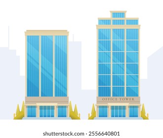 Skyscraper or High-Rise City Building illustration. Vector element modern city illustration. Flat design skyline.