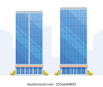 Skyscraper or High-Rise City Building illustration. Vector element modern city illustration. Flat design skyline.