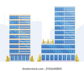 Skyscraper or High-Rise City Building illustration. Vector element modern city illustration. Flat design skyline.