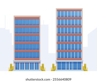 Skyscraper or High-Rise City Building illustration. Vector element modern city illustration. Flat design skyline.