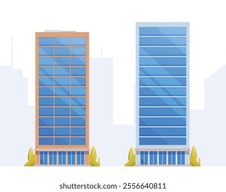 Skyscraper or High-Rise City Building illustration. Vector element modern city illustration. Flat design skyline.