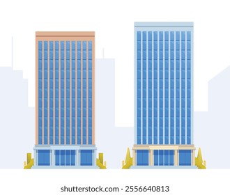 Skyscraper or High-Rise City Building illustration. Vector element modern city illustration. Flat design skyline.