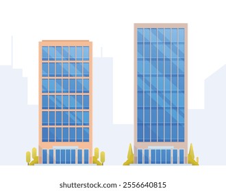 Skyscraper or High-Rise City Building illustration. Vector element modern city illustration. Flat design skyline.