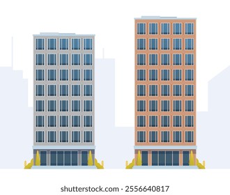 Skyscraper or High-Rise City Building illustration. Vector element modern city illustration. Flat design skyline.