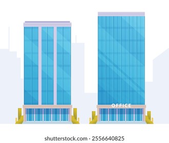 Skyscraper or High-Rise City Building illustration. Vector element modern city illustration. Flat design skyline.