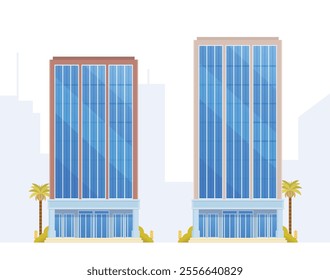 Skyscraper or High-Rise City Building illustration. Vector element modern city illustration. Flat design skyline.