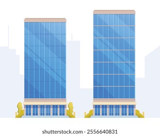 Skyscraper or High-Rise City Building illustration. Vector element modern city illustration. Flat design skyline.