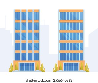 Skyscraper or High-Rise City Building illustration. Vector element modern city illustration. Flat design skyline.