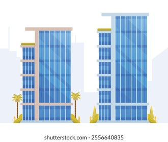 Skyscraper or High-Rise City Building illustration. Vector element modern city illustration. Flat design skyline.