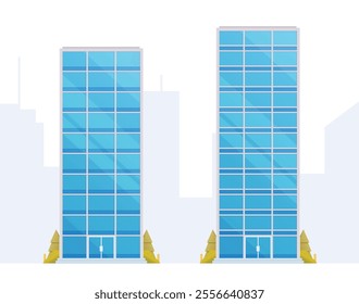 Skyscraper or High-Rise City Building illustration. Vector element modern city illustration. Flat design skyline.