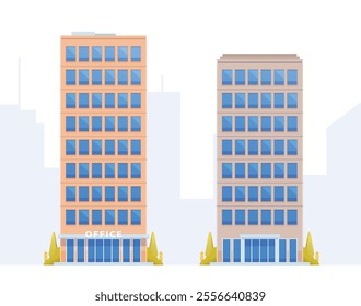 Skyscraper or High-Rise City Building illustration. Vector element modern city illustration. Flat design skyline.