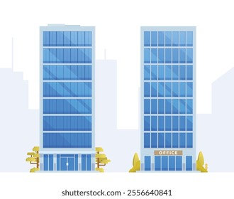 Skyscraper or High-Rise City Building illustration. Vector element modern city illustration. Flat design skyline.