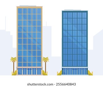 Skyscraper or High-Rise City Building illustration. Vector element modern city illustration. Flat design skyline.