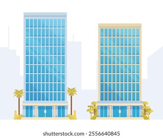 Skyscraper or High-Rise City Building illustration. Vector element modern city illustration. Flat design skyline.