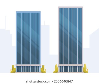 Skyscraper or High-Rise City Building illustration. Vector element modern city illustration. Flat design skyline.