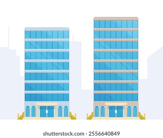 Skyscraper or High-Rise City Building illustration. Vector element modern city illustration. Flat design skyline.