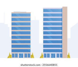 Skyscraper or High-Rise City Building illustration. Vector element modern city illustration. Flat design skyline.