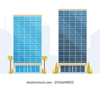 Skyscraper or High-Rise City Building illustration. Vector element modern city illustration. Flat design skyline.