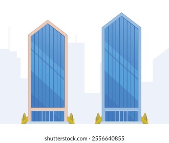 Skyscraper or High-Rise City Building illustration. Vector element modern city illustration. Flat design skyline.