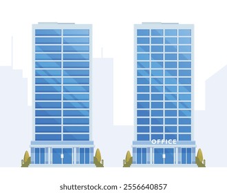 Skyscraper or High-Rise City Building illustration. Vector element modern city illustration. Flat design skyline.