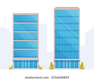 Skyscraper or High-Rise City Building illustration. Vector element modern city illustration. Flat design skyline.