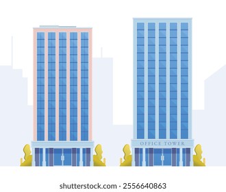 Skyscraper or High-Rise City Building illustration. Vector element modern city illustration. Flat design skyline.