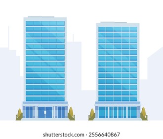 Skyscraper or High-Rise City Building illustration. Vector element modern city illustration. Flat design skyline.