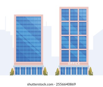 Skyscraper or High-Rise City Building illustration. Vector element modern city illustration. Flat design skyline.