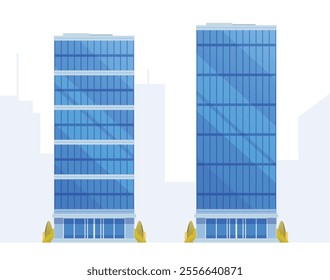 Skyscraper or High-Rise City Building illustration. Vector element modern city illustration. Flat design skyline.