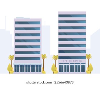 Skyscraper or High-Rise City Building illustration. Vector element modern city illustration. Flat design skyline.