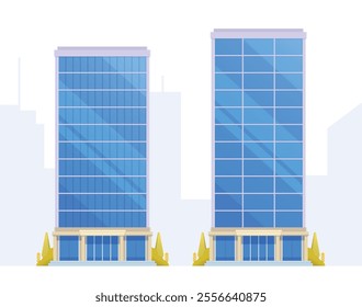 Skyscraper or High-Rise City Building illustration. Vector element modern city illustration. Flat design skyline.