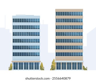 Skyscraper or High-Rise City Building illustration. Vector element modern city illustration. Flat design skyline.