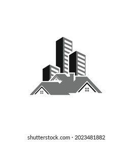 Skyscraper and house  icon design illustration template